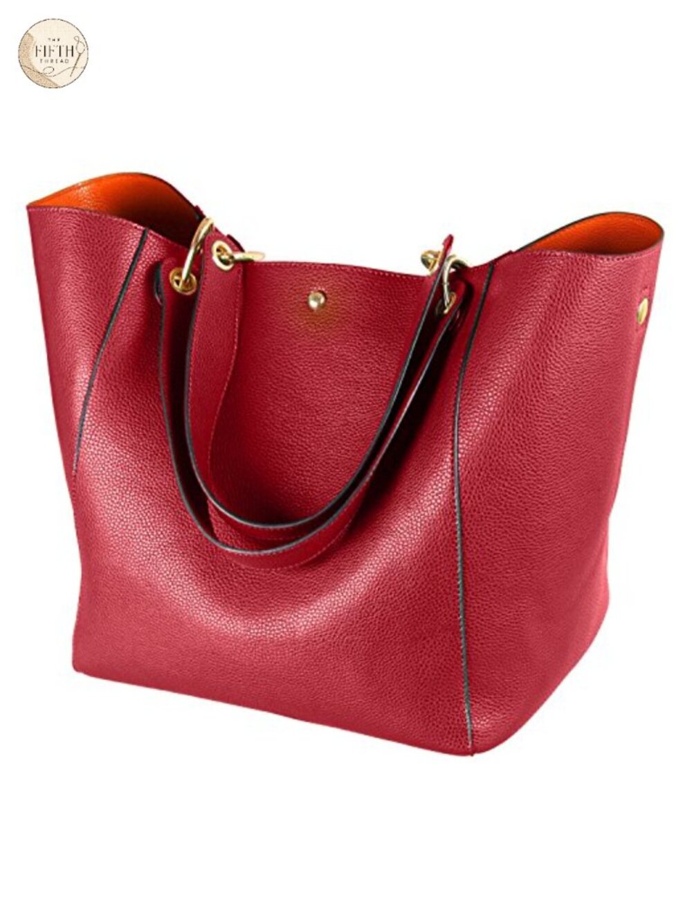 Waterproof Vegan Leather Bucket Tote Bag Large Work Shoulder Purse